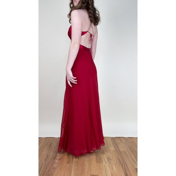 Vintage 100% Silk Y2K 90s Maxi Dress Formal Fancy Wedding Guest Prom Gala Dance - Picture 2 of 8